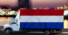 Transport truck with flag of Netherlands